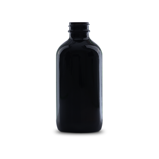 8 oz Black UV Glass Boston Round Bottle 28-400 Neck Finish