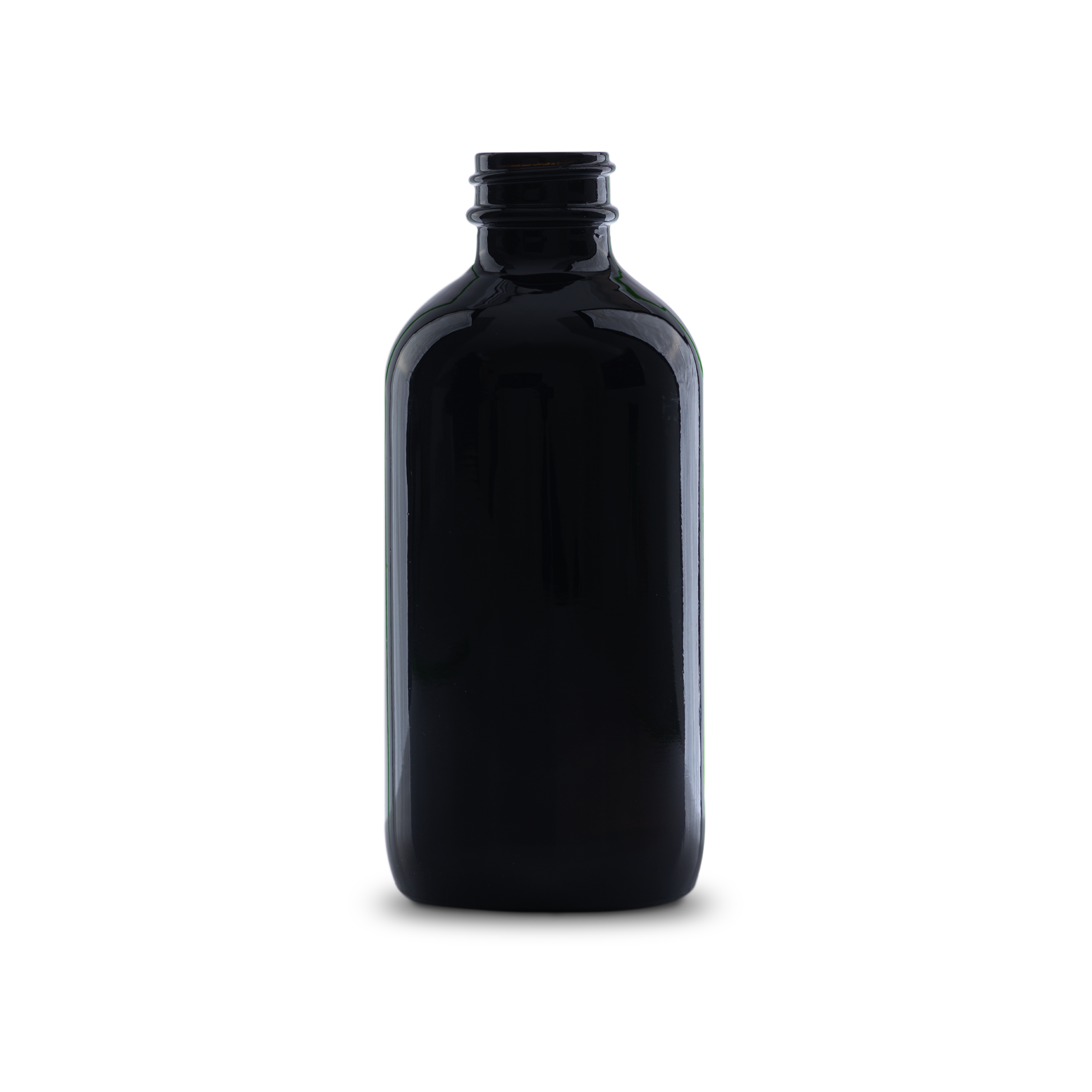 8 oz Black UV Glass Boston Round Bottle 28-400 Neck Finish - Sample