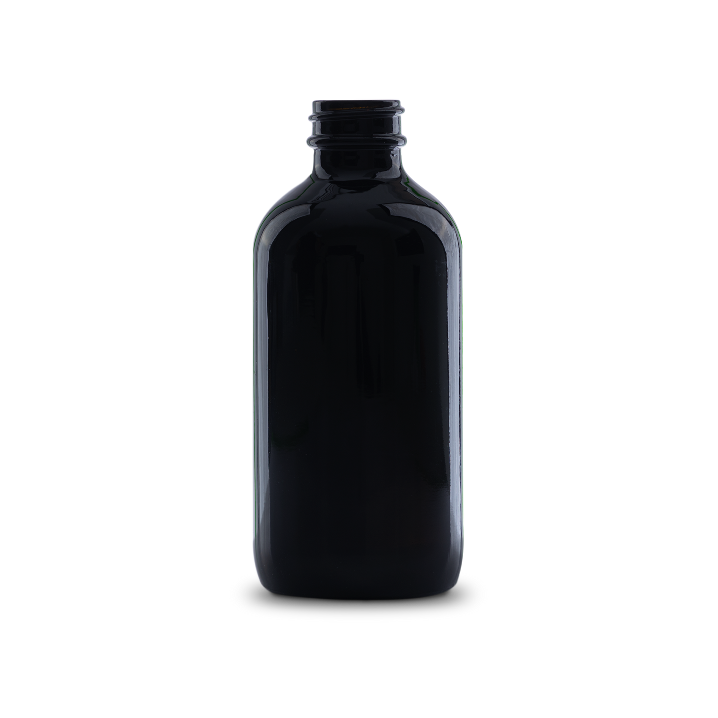 8 oz Black UV Glass Boston Round Bottle 28-400 Neck Finish - Sample