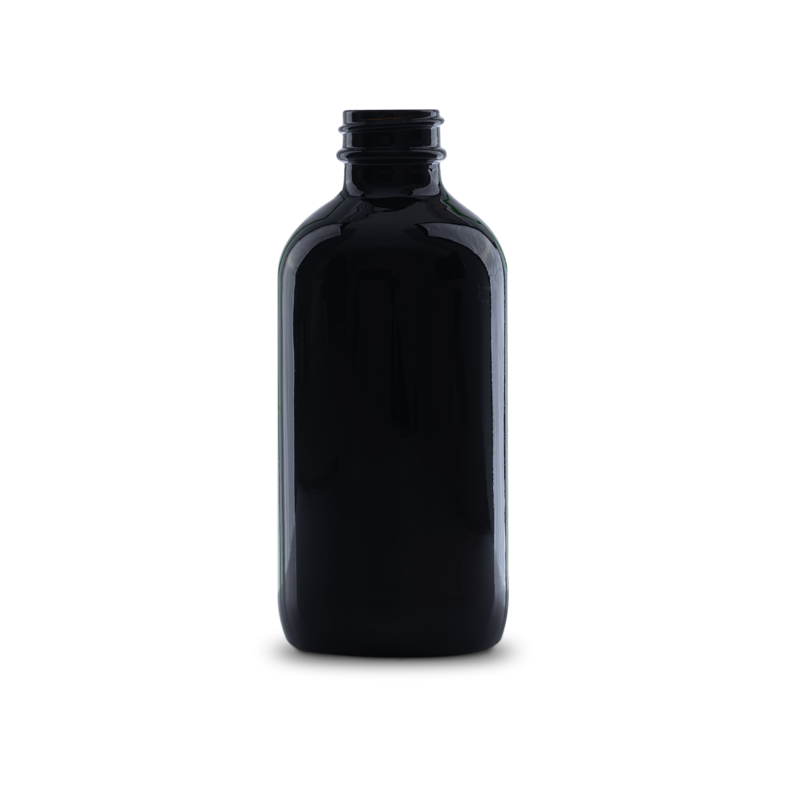8 oz Black UV Glass Boston Round Bottle 28-400 Neck Finish - 6 Pack