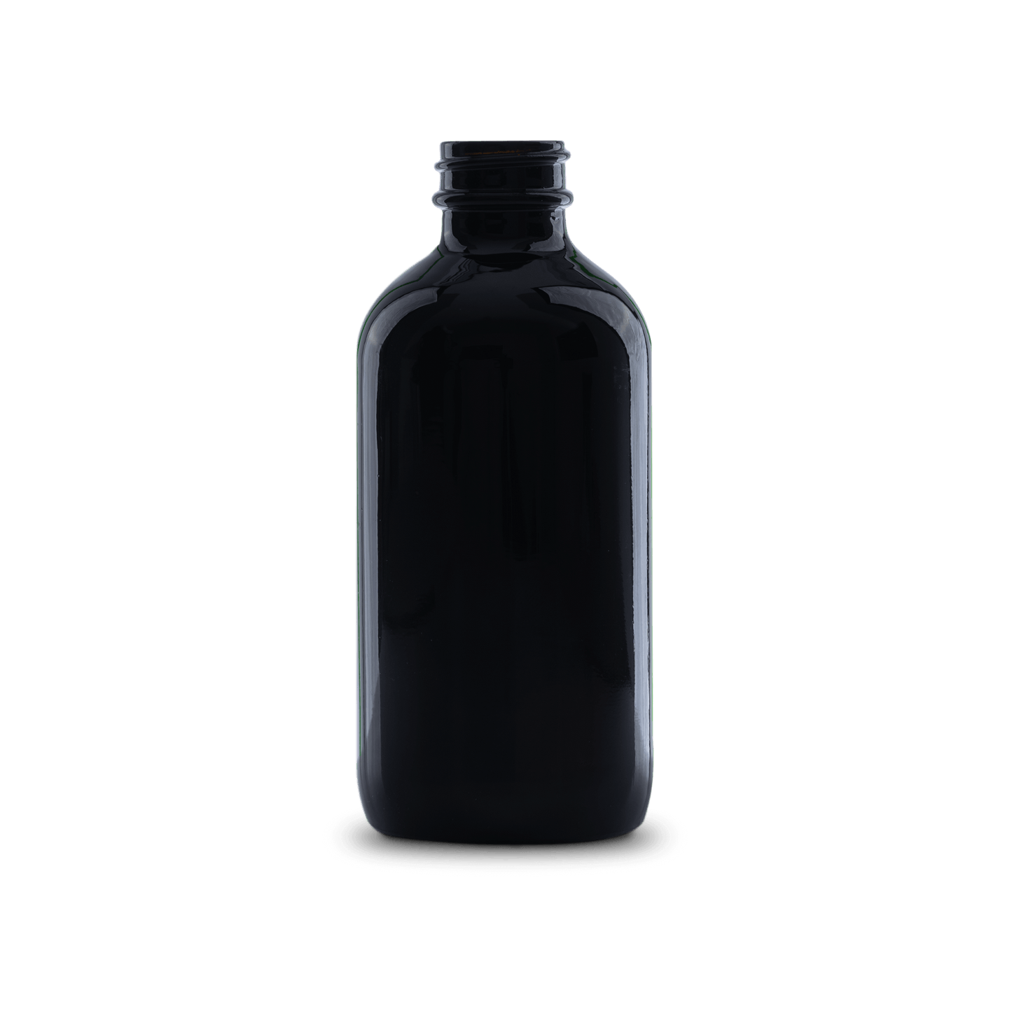 8 oz Black UV Glass Boston Round Bottle 28-400 Neck Finish - 6 Pack