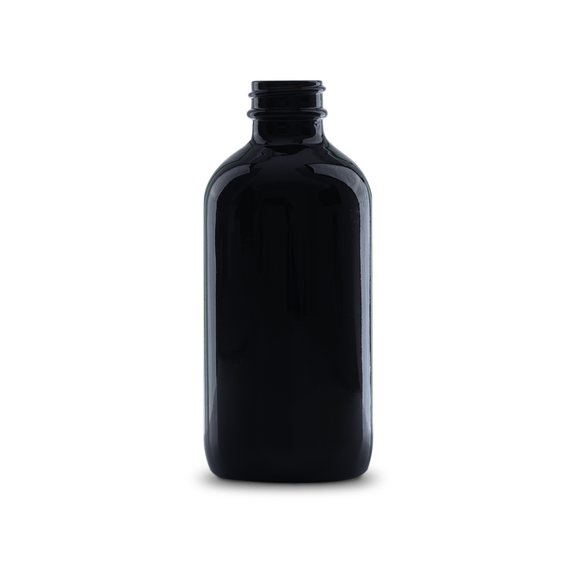 8 oz Black UV Glass Boston Round Bottle 28-400 Neck Finish - 6 Pack