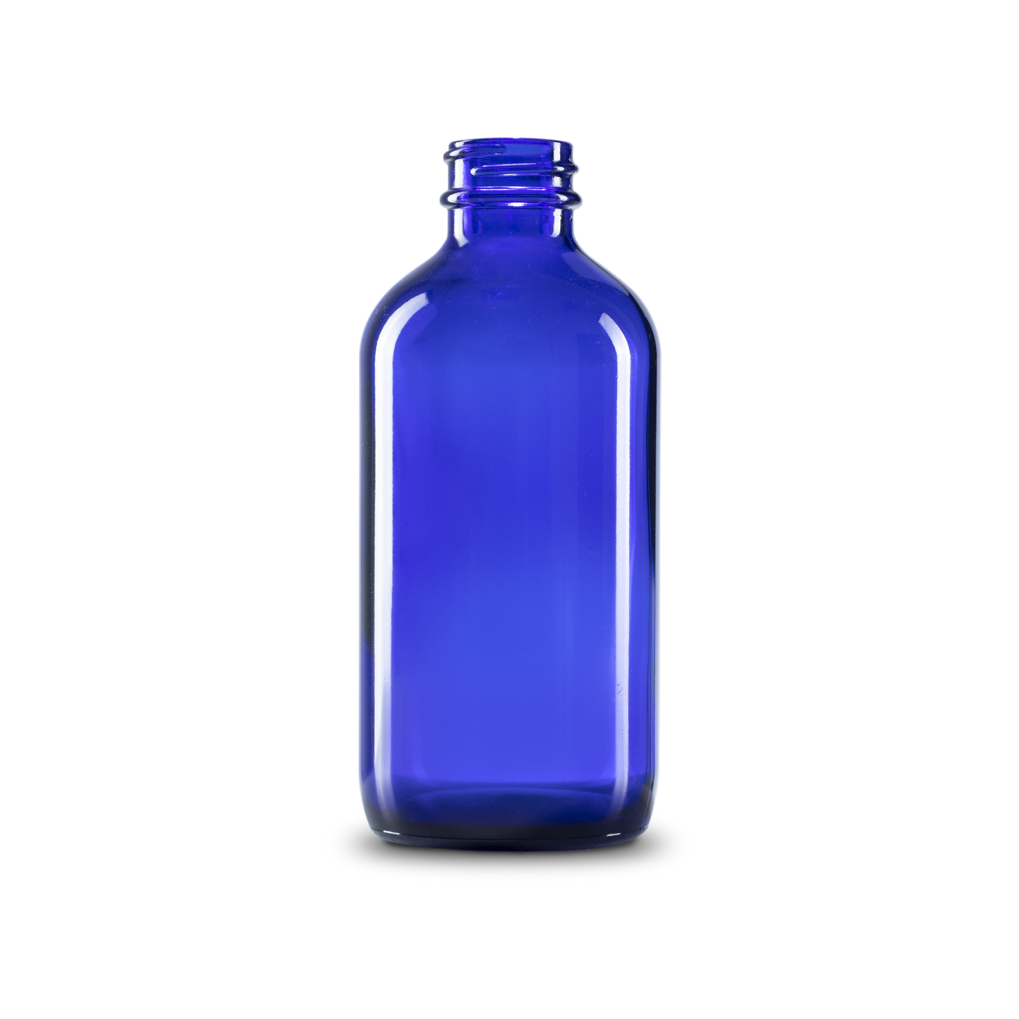 8 oz Blue Glass Boston Round Bottle 28-400 Neck Finish - Sample