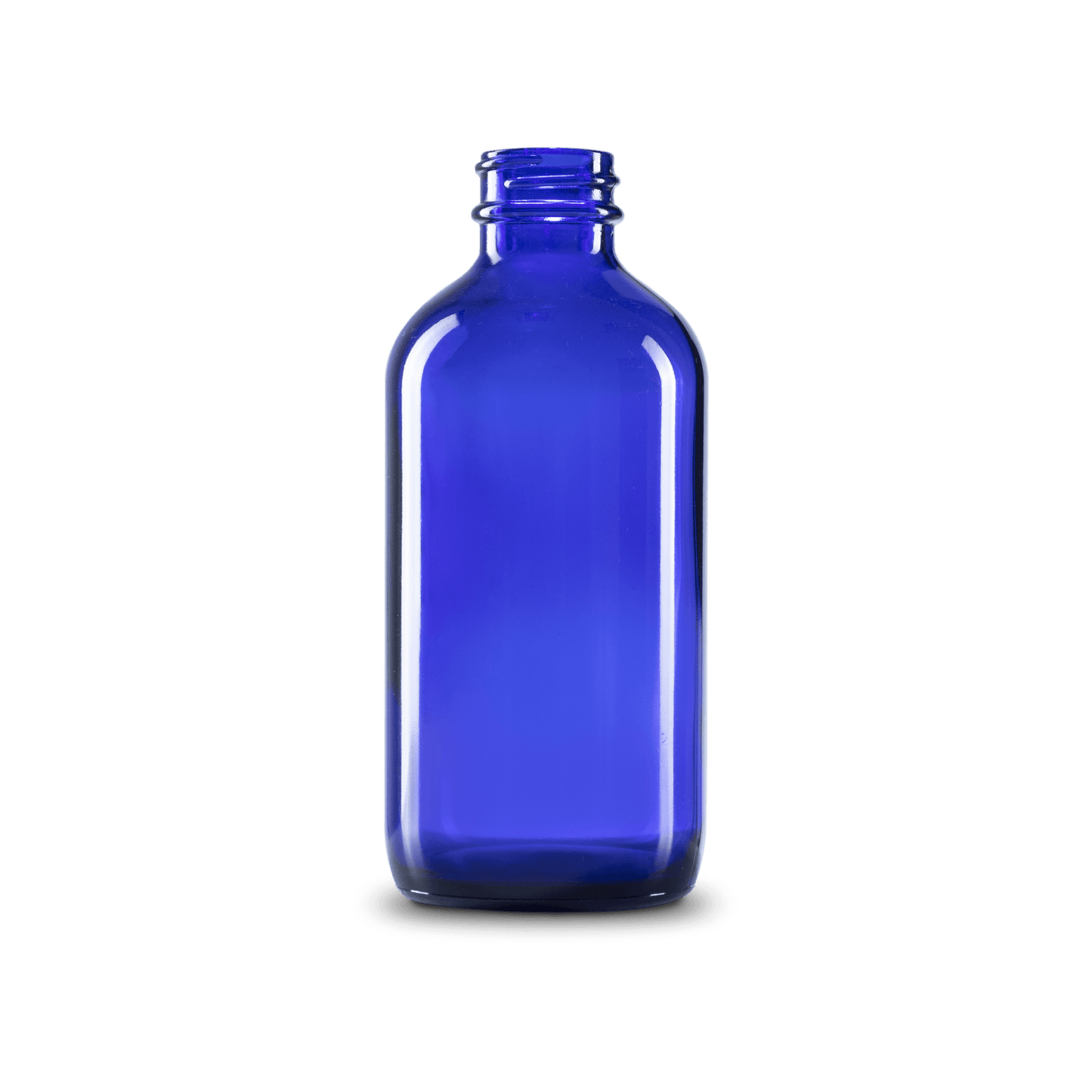 8 oz Blue Glass Boston Round Bottle 28-400 Neck Finish - 6 Pack