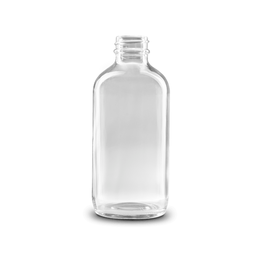 8 oz Clear Glass Boston Round Bottle 28-400 Neck Finish - 6 Pack