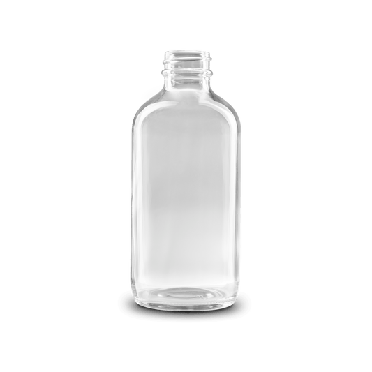 8 oz clear boston round glass bottle