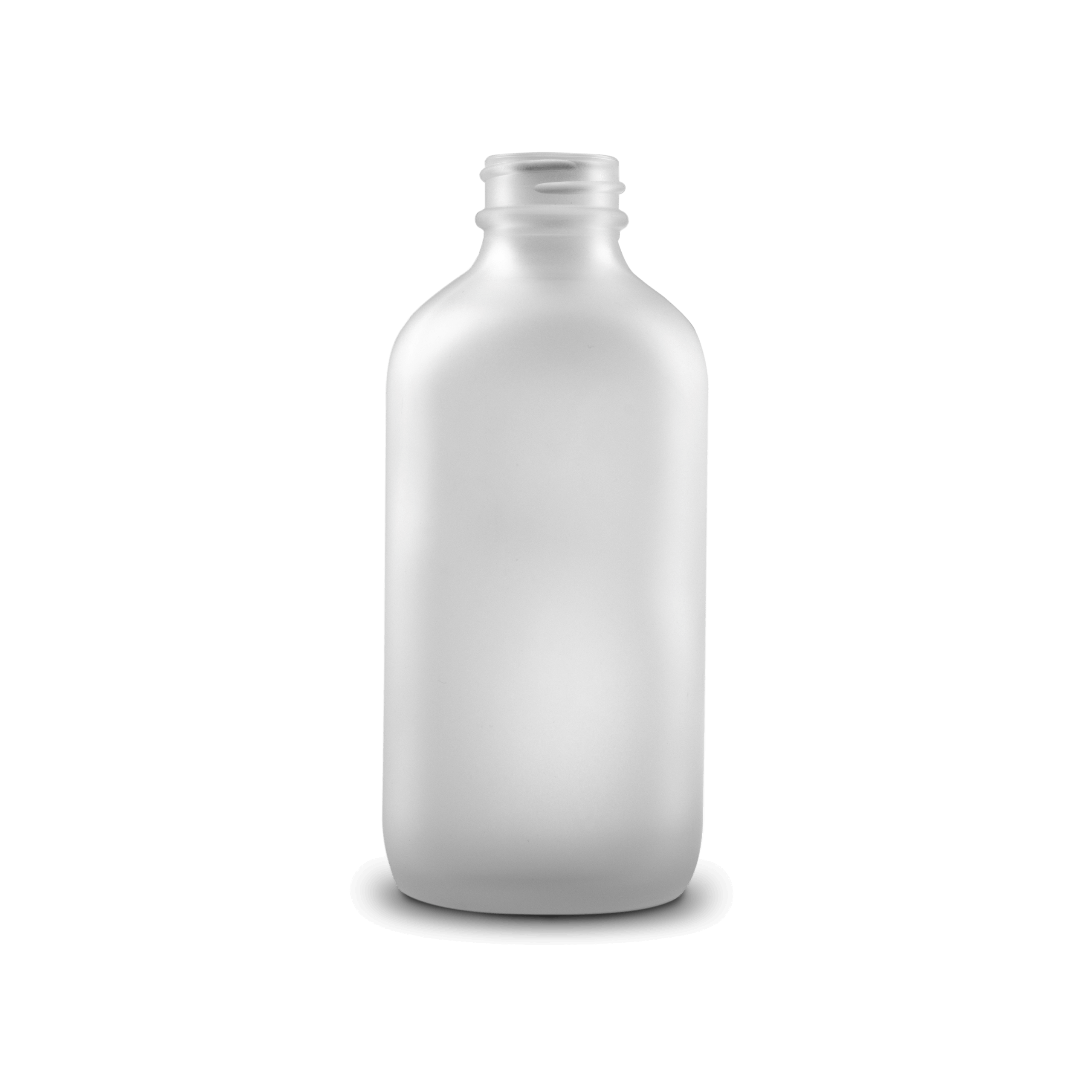 8 oz clear frosted boston round glass bottle