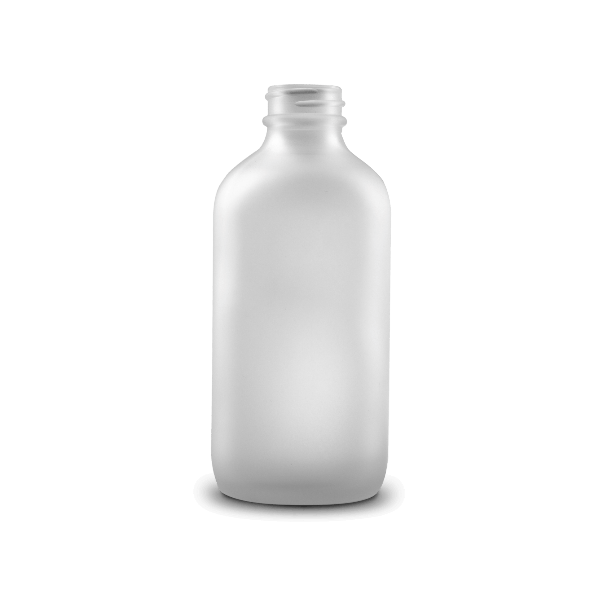 8 oz clear frosted boston round glass bottle