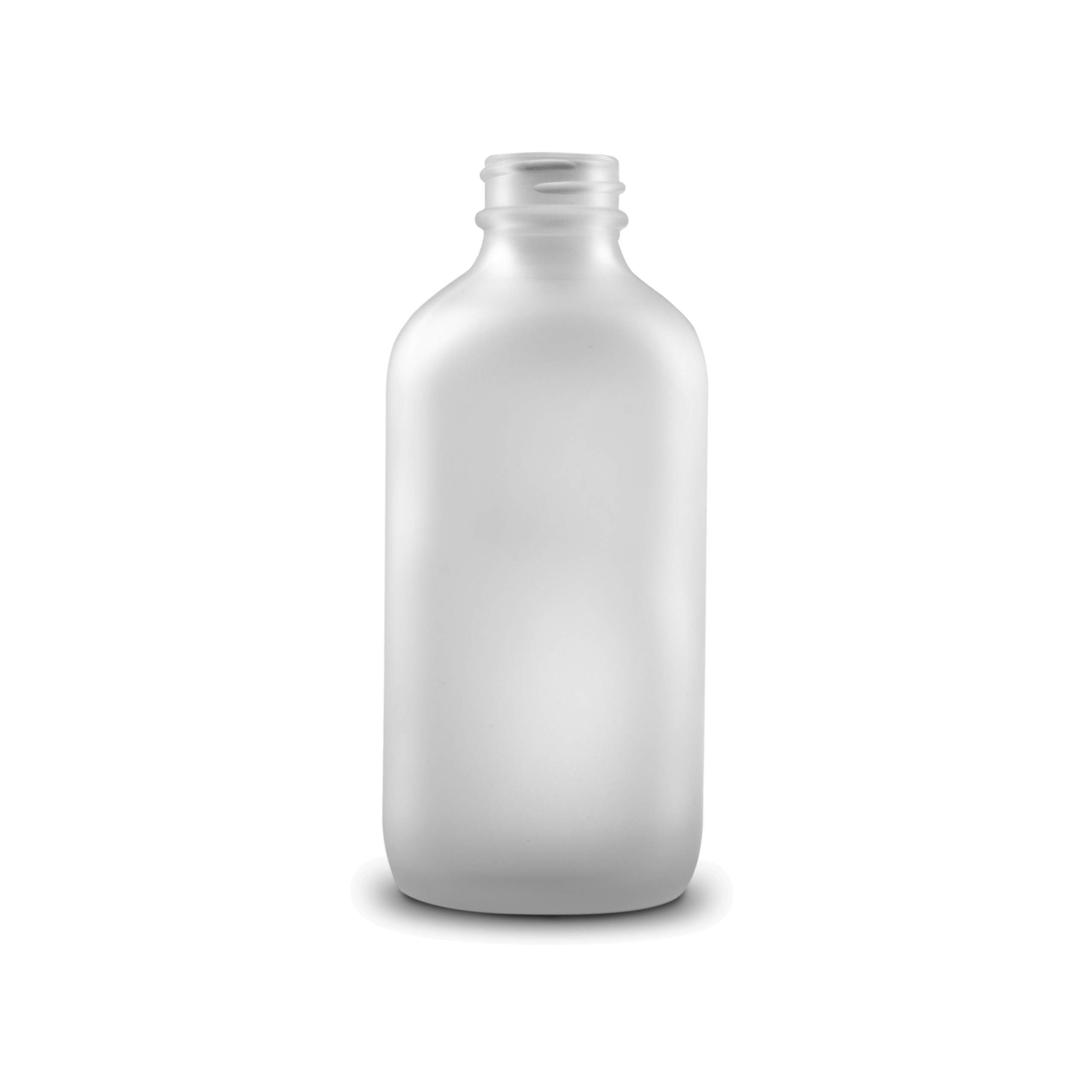 8 oz Clear Frosted Glass Boston Round Bottle 28-400 Neck Finish - 6 Pack