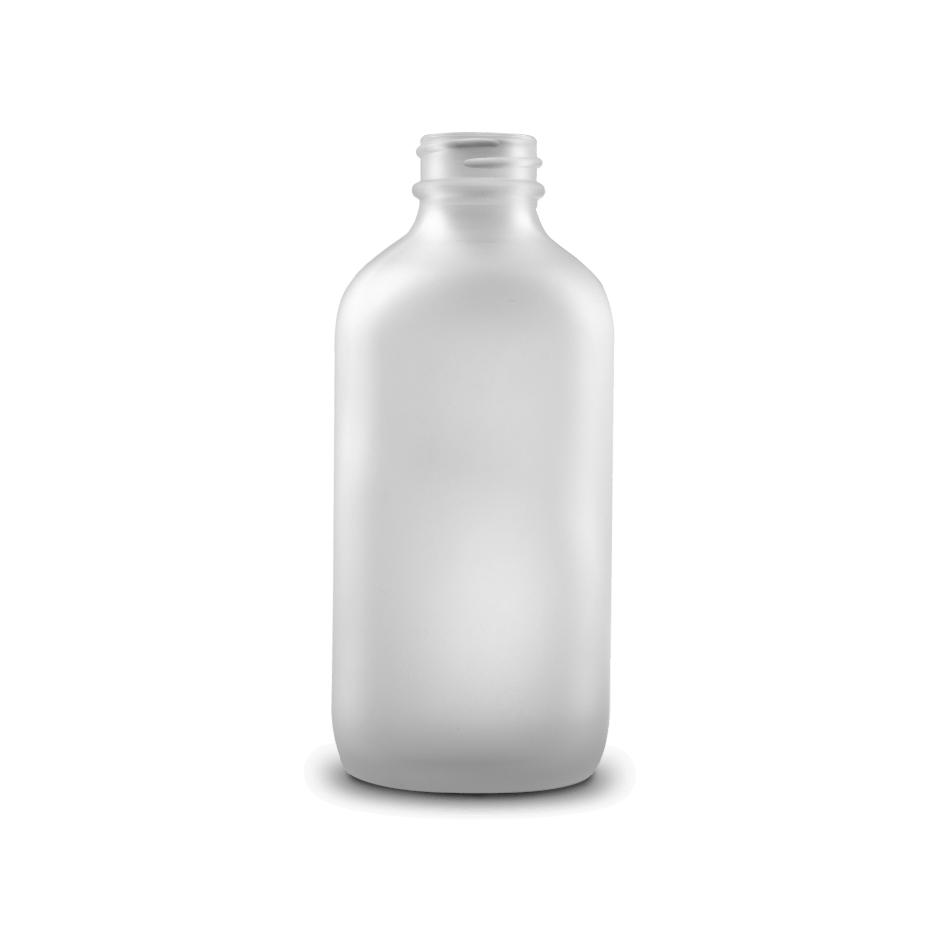 8 oz Clear Frosted Glass Boston Round Bottle 28-400 Neck Finish - 6 Pack
