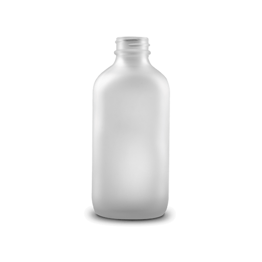 8 oz Clear Frosted Glass Boston Round Bottle 28-400 Neck Finish - 6 Pack