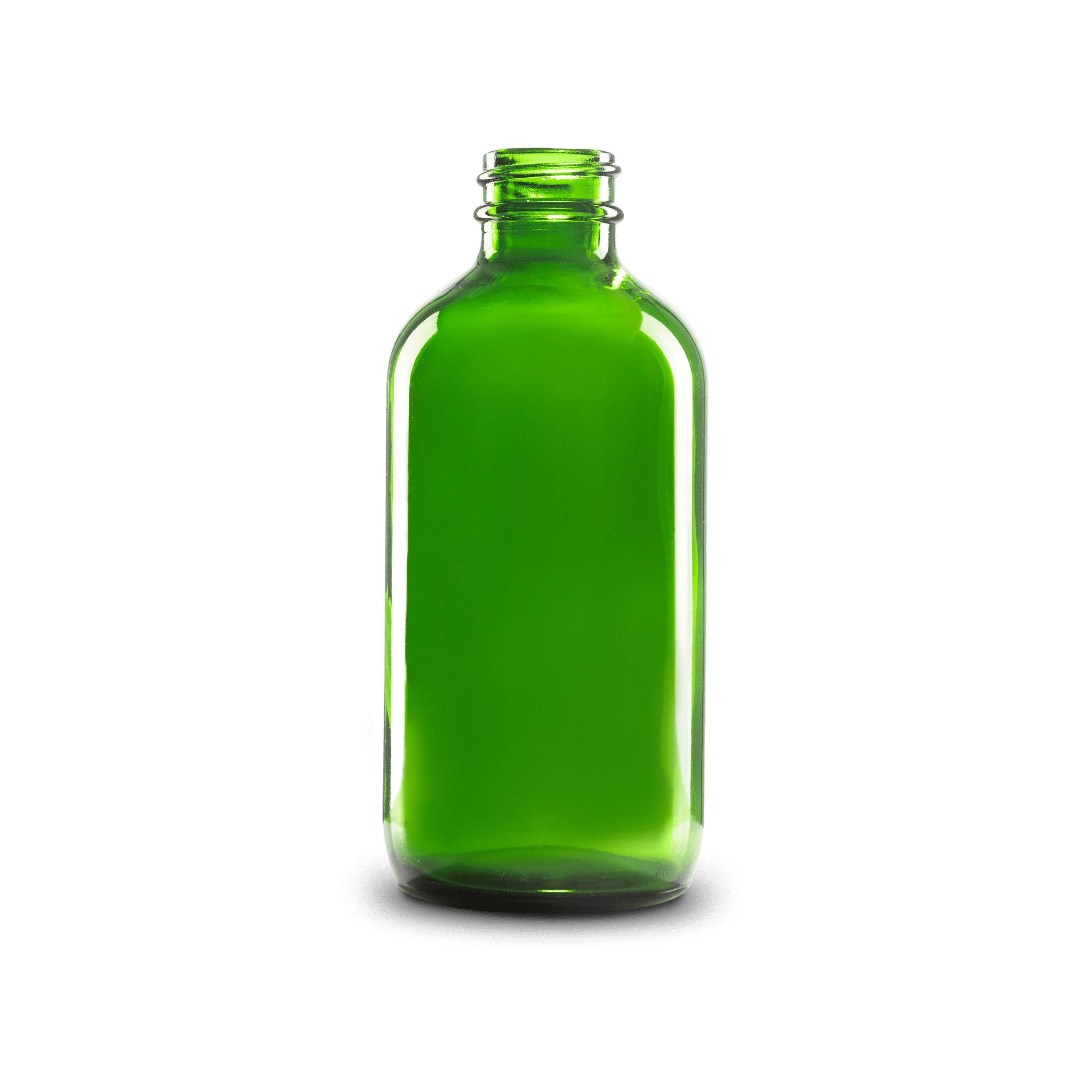 8 oz green boston round glass bottle