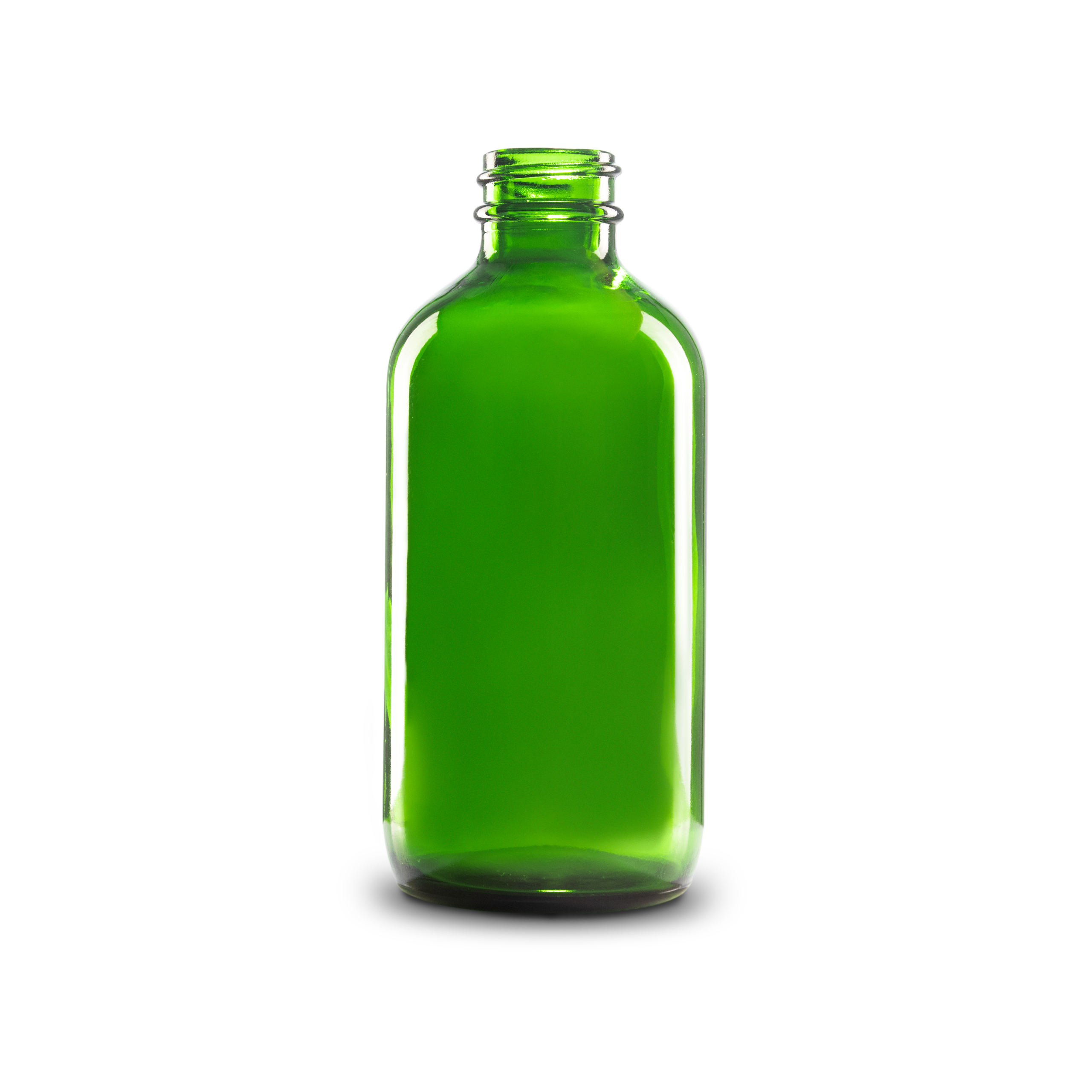 8 oz Green Glass Boston Round Bottle 28-400 Neck Finish - Sample