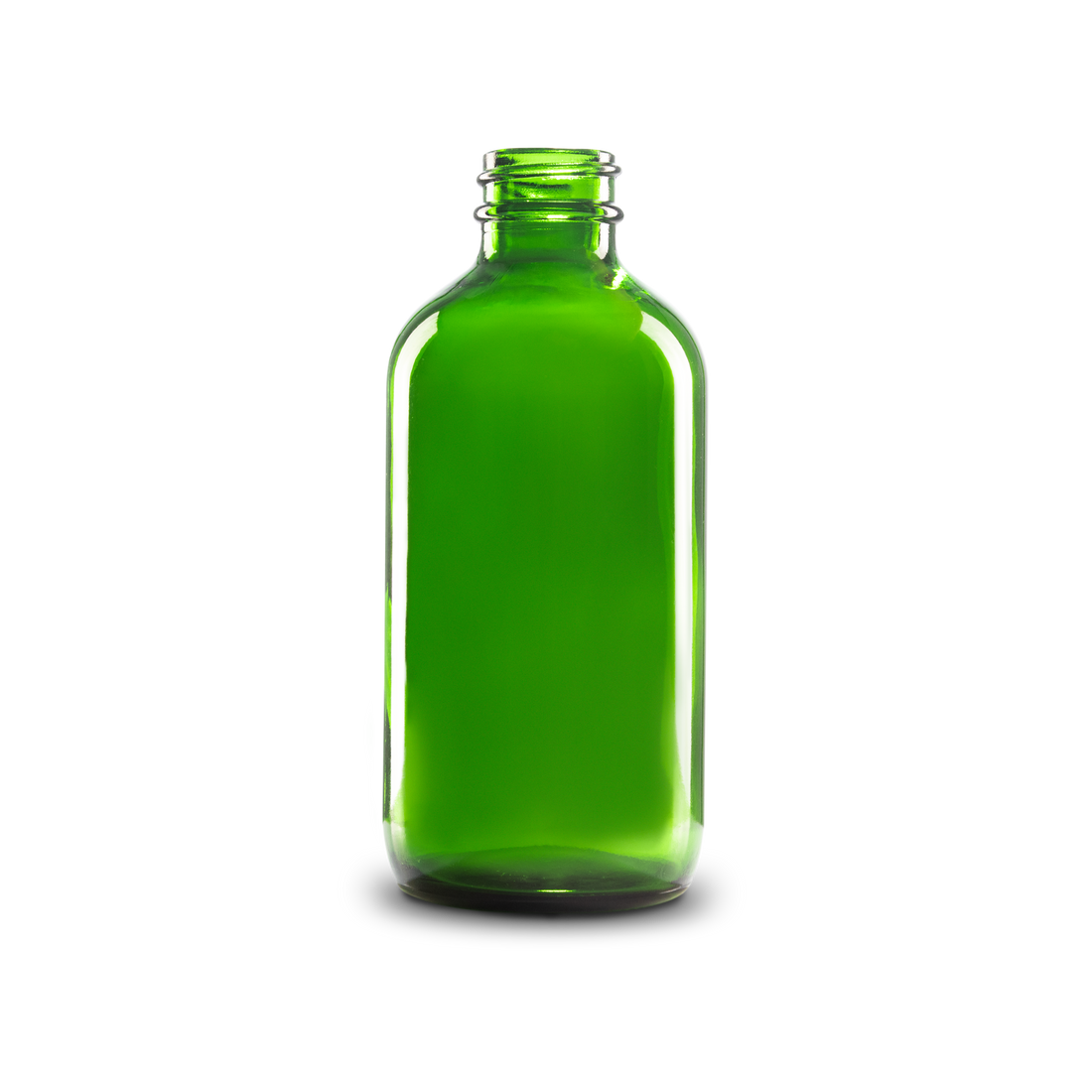 8 oz Green Glass Boston Round Bottle 28400 Neck Finish Sample The