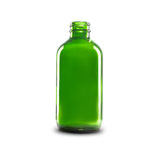 8 oz Green Glass Boston Round Bottle 28-400 Neck Finish - Sample