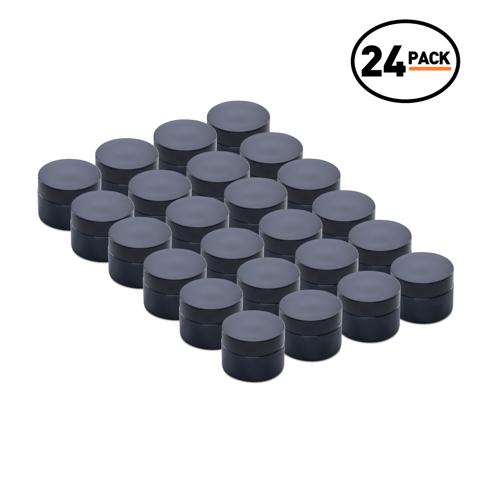 0.5 oz Black UV Glass Jars With Black Lids (24 Pack)