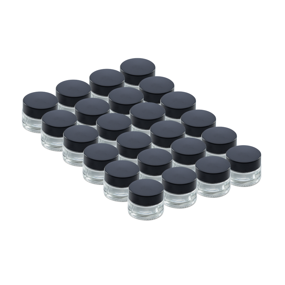 0.5 oz Clear Glass Jars With Black Lids 