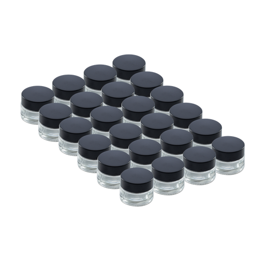 0.5 oz Clear Glass Jars With Black Lids 