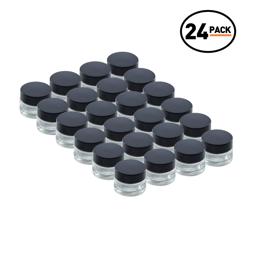 0.5 oz Clear Glass Jars With Black Lids (24 Pack)