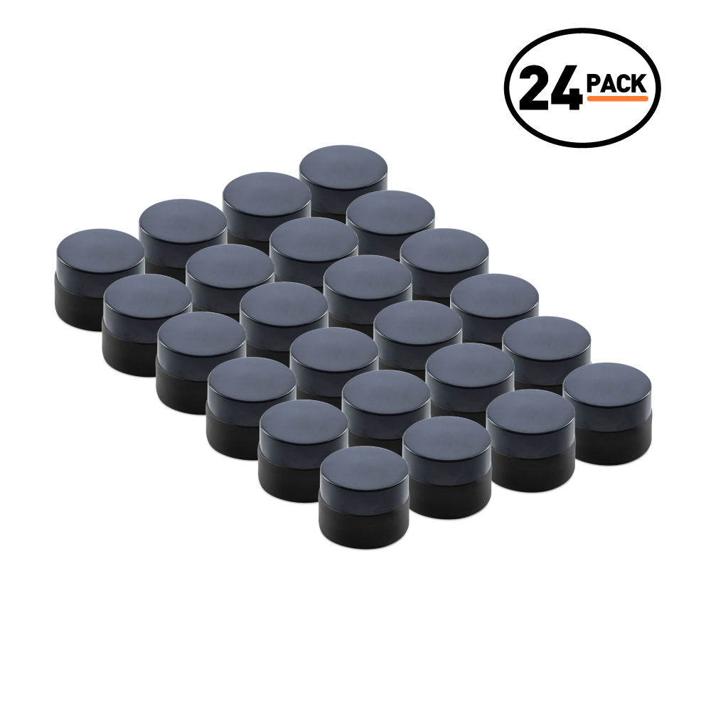 0.5 oz Black Frosted Glass Jars With Black Lids (24 Pack)