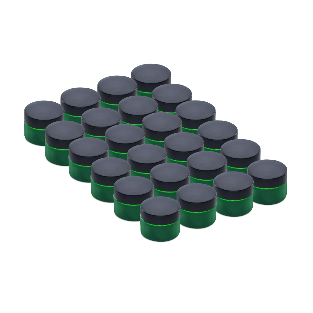 0.5 oz Green Glass Jars With Black Lids 