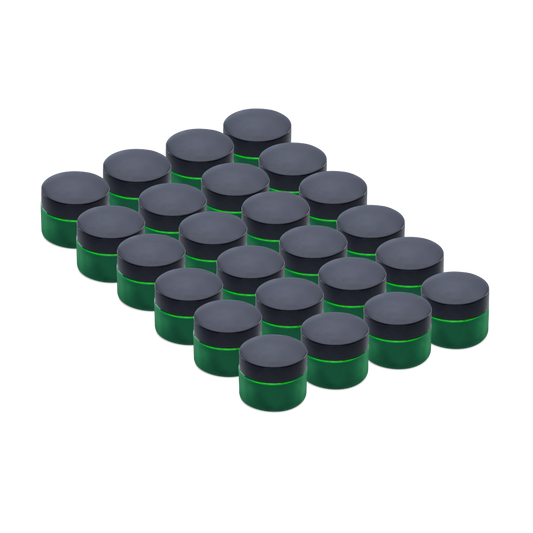 0.5 oz Green Glass Jars With Black Lids 