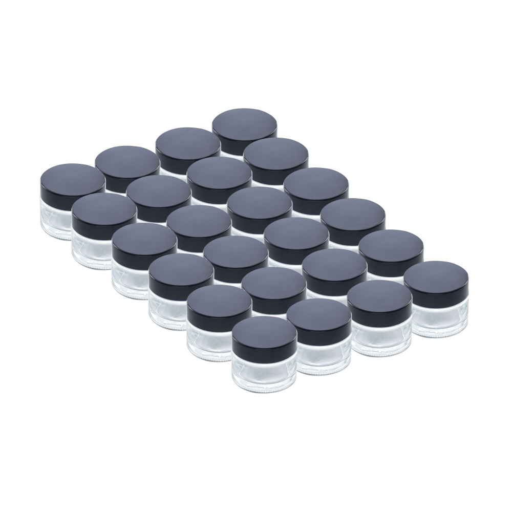 1.7 oz Clear Glass Jars With Black Lids