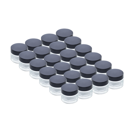 1.7 oz Clear Glass Jars With Black Lids (24 Pack)