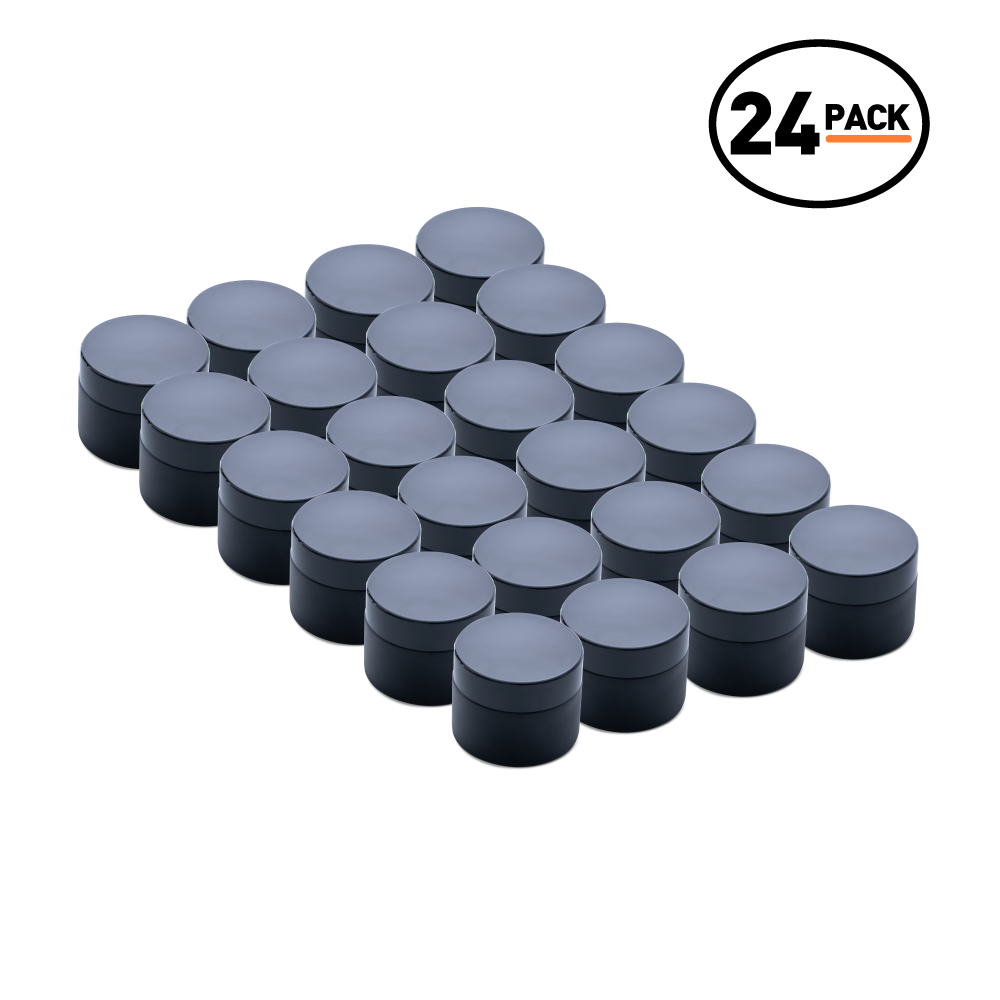 1.7 oz Black Frosted Glass Jars With Black Lids (24 Pack)