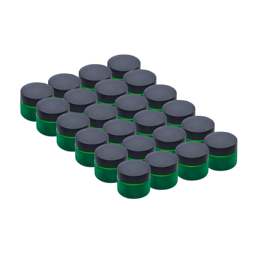 1.7 oz Green Glass Jars With Black Lids 