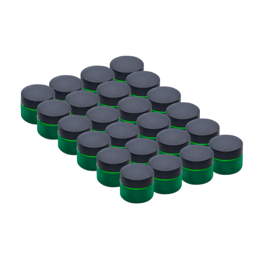 1.7 oz Green Glass Jars With Black Lids 