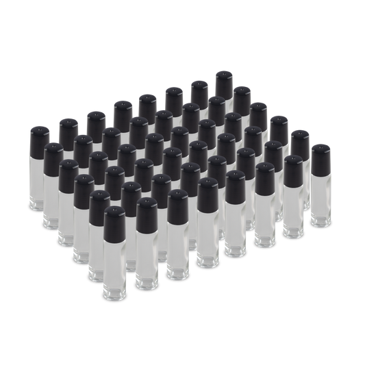 10 ml Clear Glass Roll On Bottle With SS Ball and Black PP Cap 