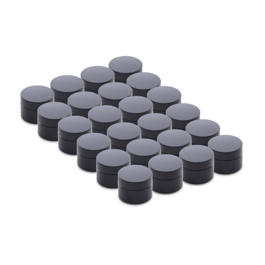 1 oz Black UV Glass Jars With Black Lids (24 Pack)