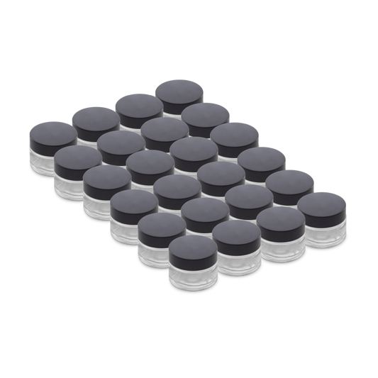 1 oz Clear Glass Jars With Black Lids (24 Pack)