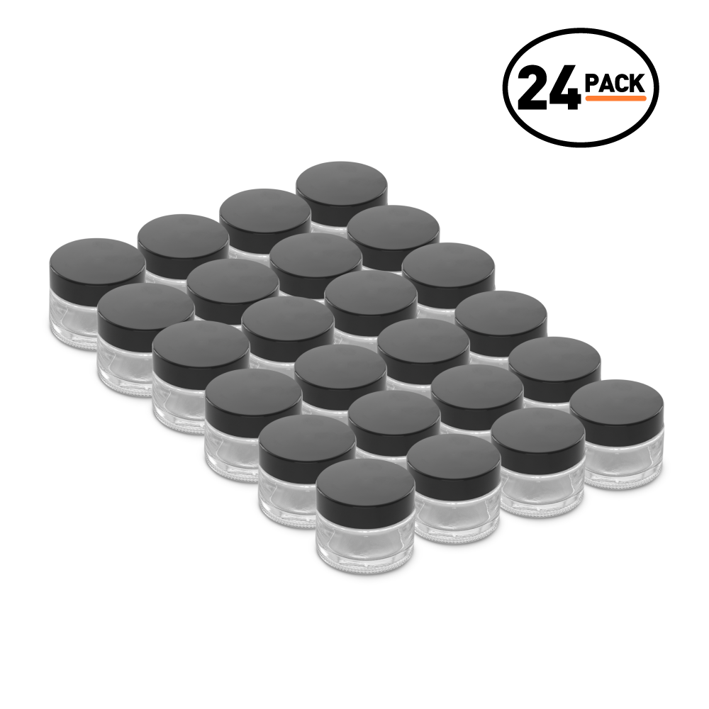 2 oz Clear Glass Jars With Black Lids (24 Pack)