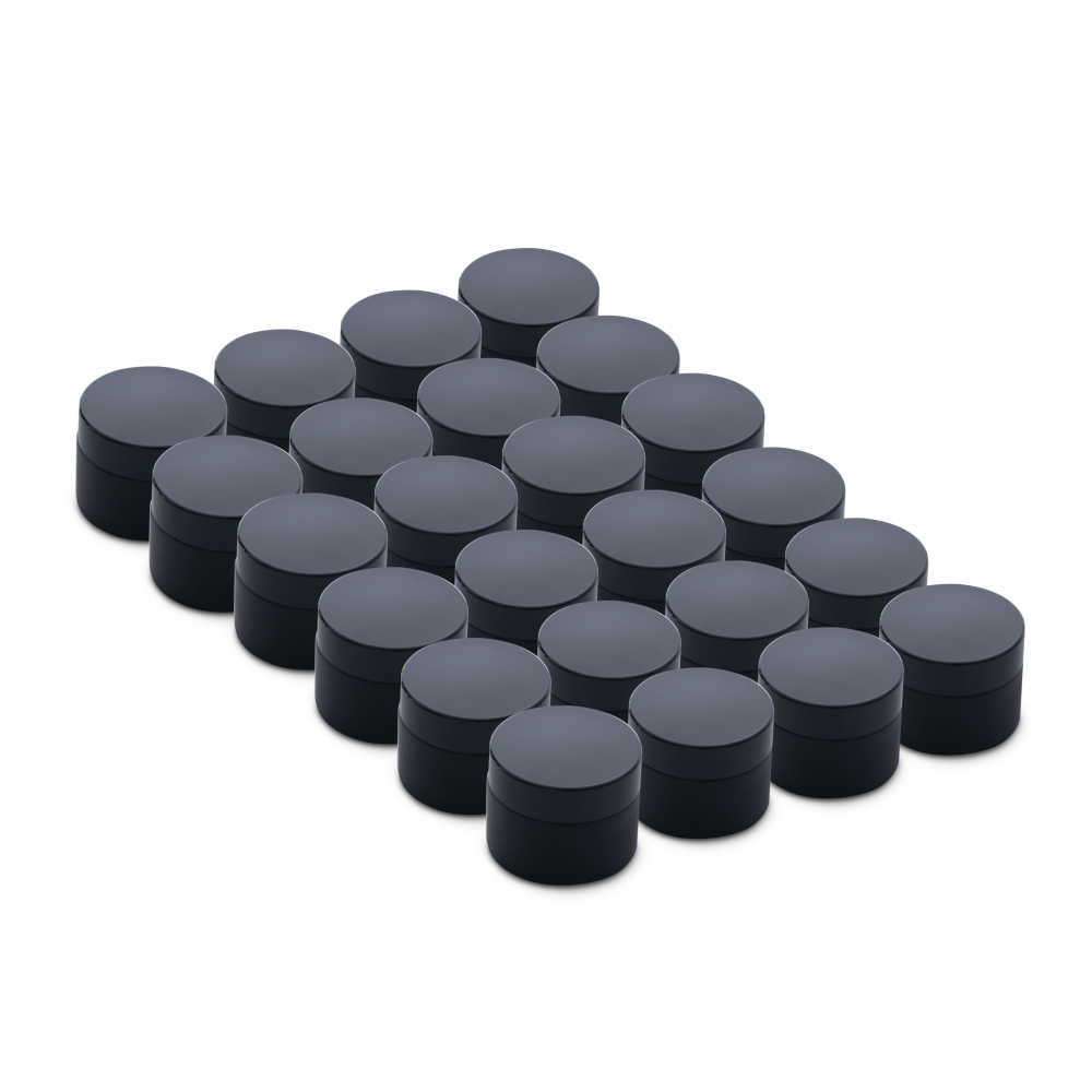 2 oz Black Frosted Glass Jars With Black Lids (24 Pack)