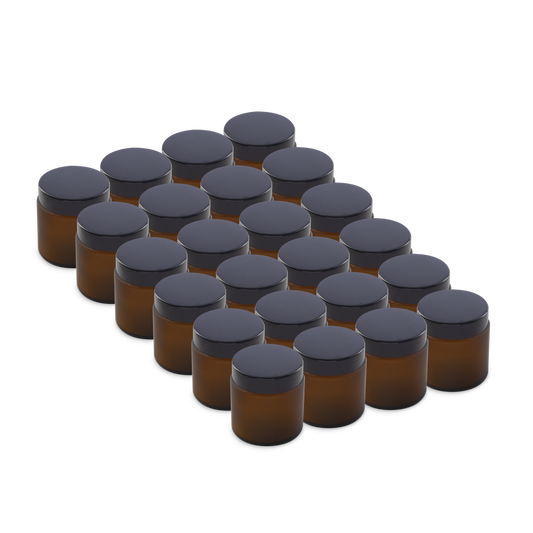 4 oz Amber Frosted Glass Jars With Black Lids 