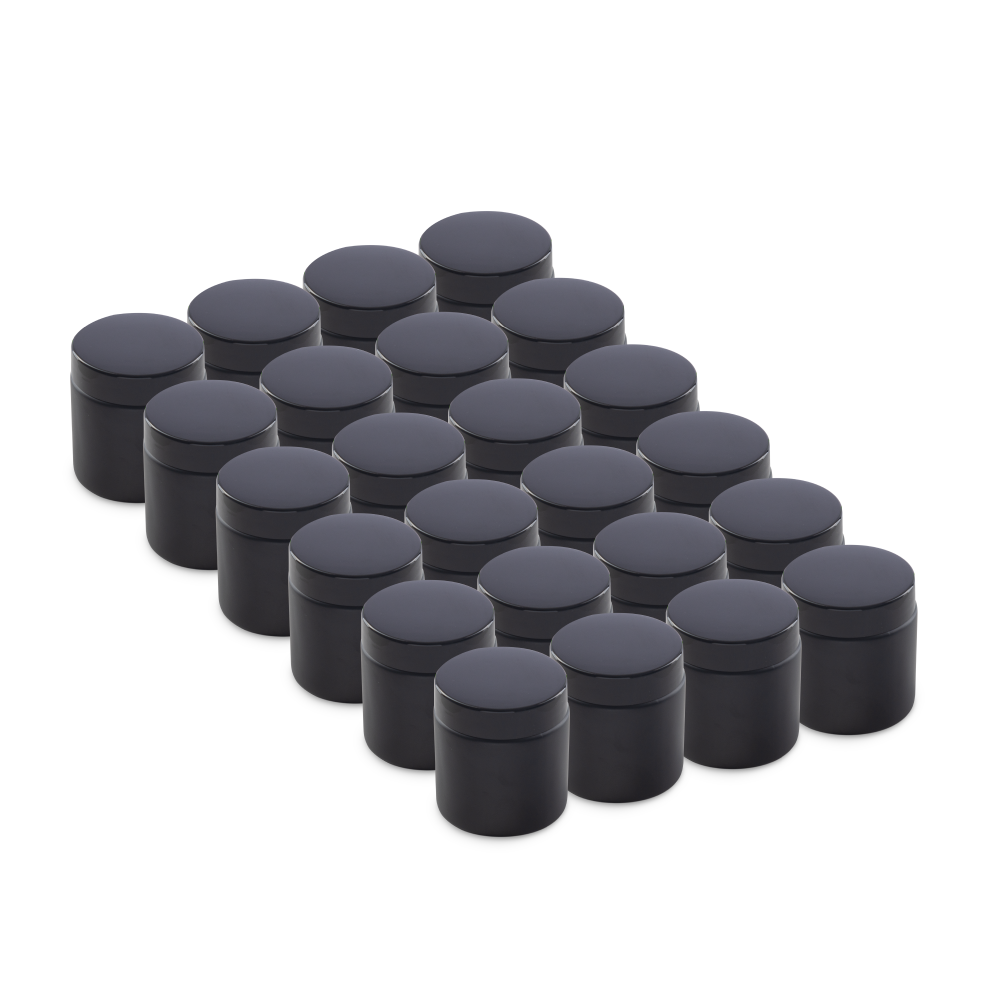 4 oz Black Frosted Glass Jars With Black Lids (24 Pack)