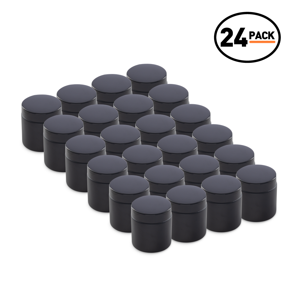 4 oz Black Frosted Glass Jars With Black Lids (24 Pack)