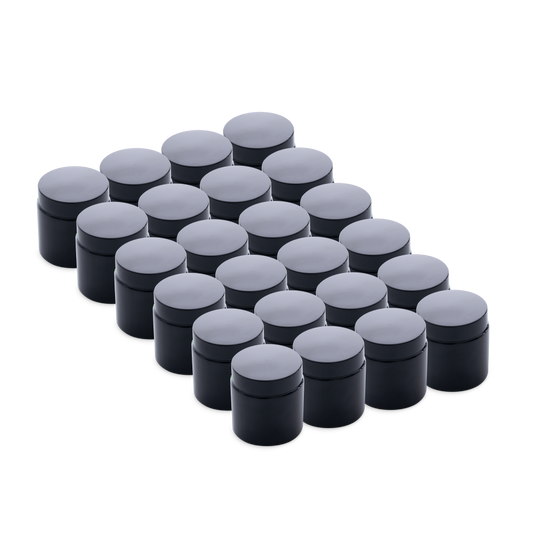 4 oz Black UV Glass Jars With Black Lids 