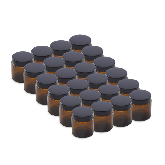 4 oz Amber Glass Jars With Black Lids 