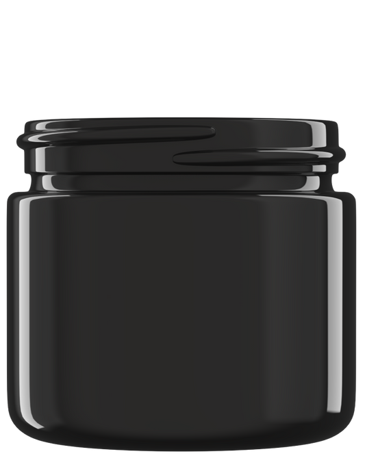 2 oz Black UV Glass Straight-Sided Round Jar 53-400 Neck Finish