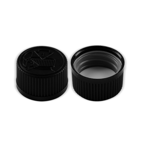 28-400 Child Resistant Black PP Cap with PE Liner