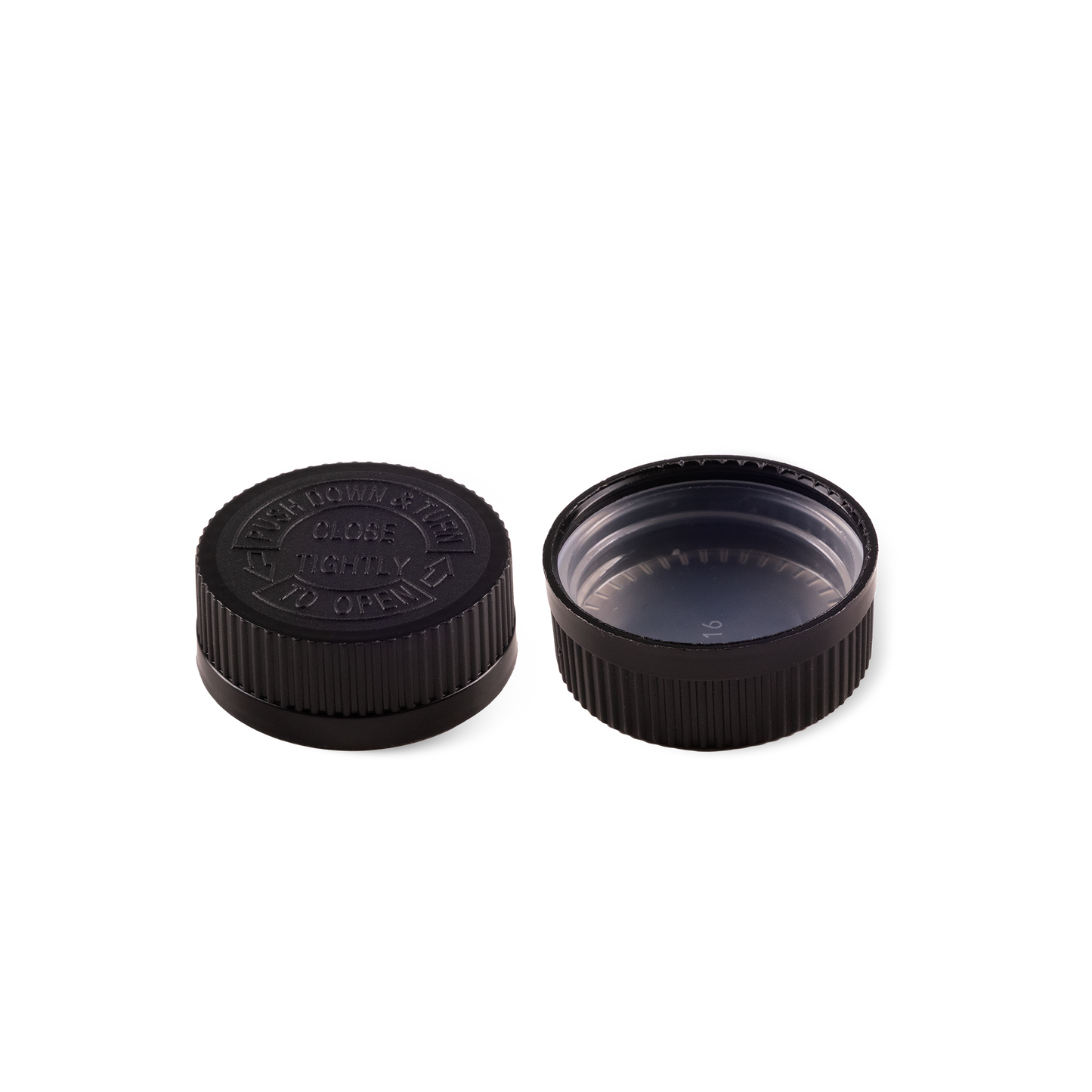 38-400 Child Resistant Black PP Cap With Liner