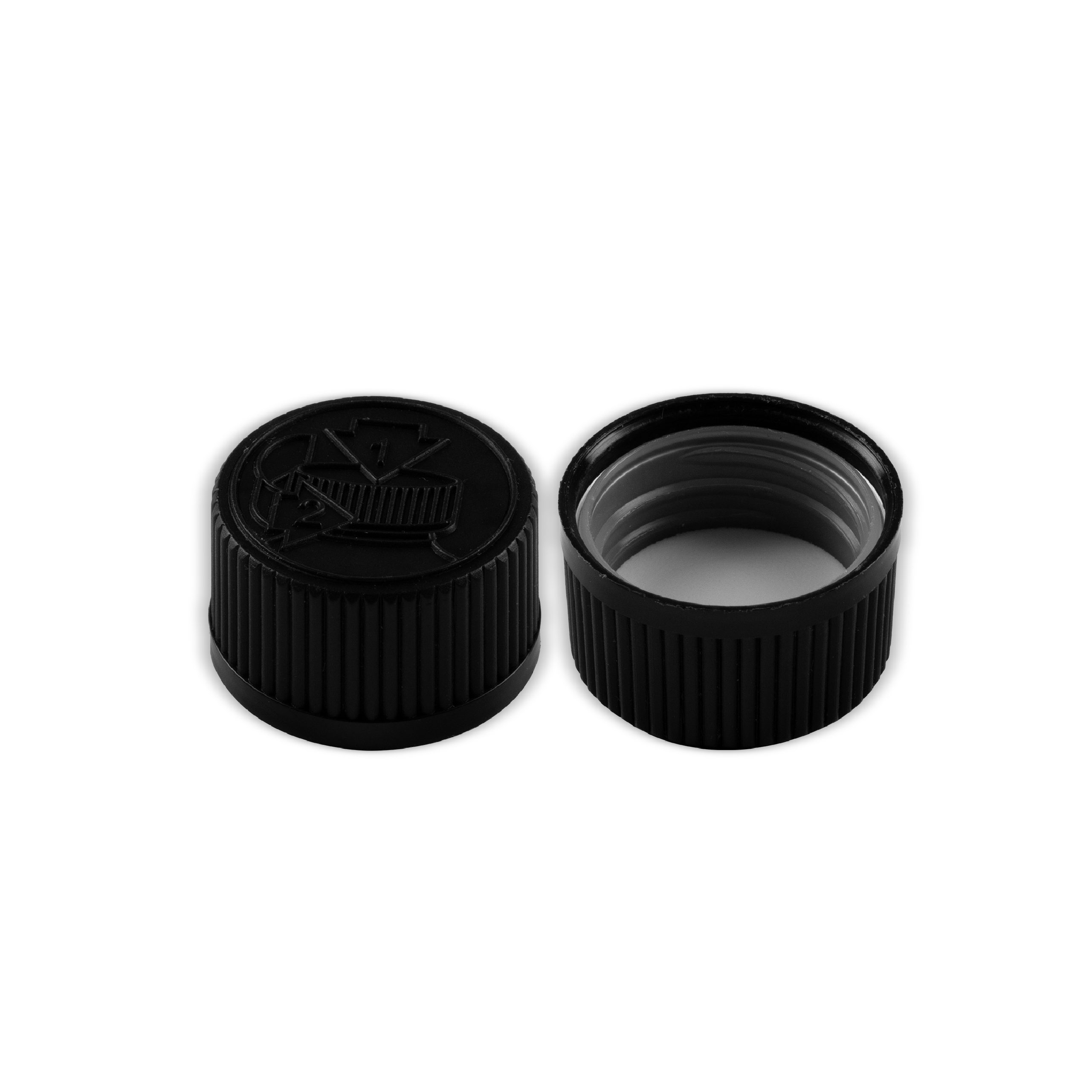 28-400 Child Resistant Black PP Cap with PE Liner