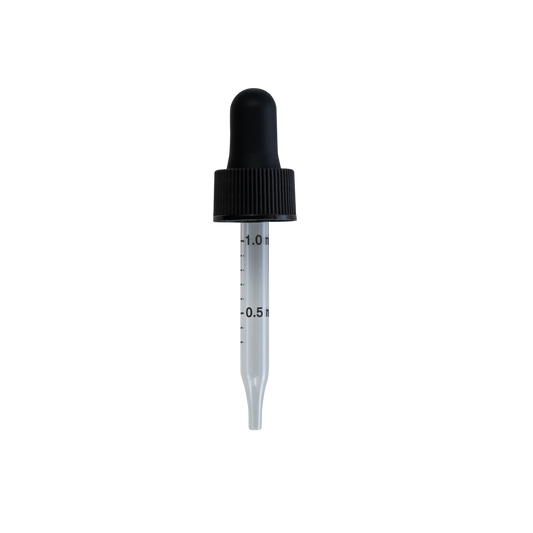 18-400 Black Dropper With Rubber Bulb And Glass Pipette
