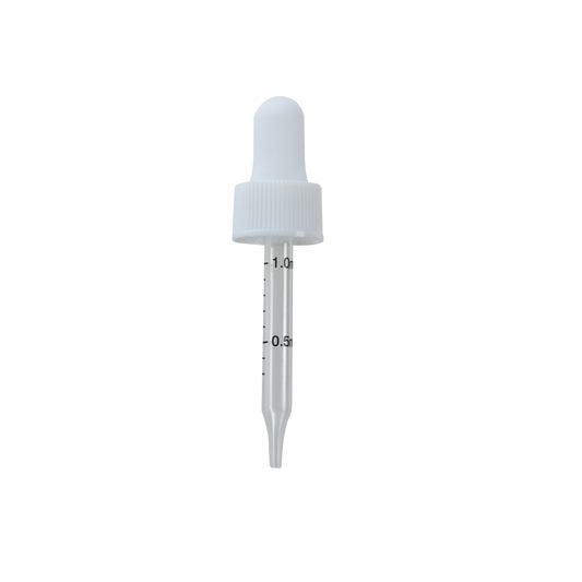 18-400 White Dropper With Rubber Bulb And Glass Pipette