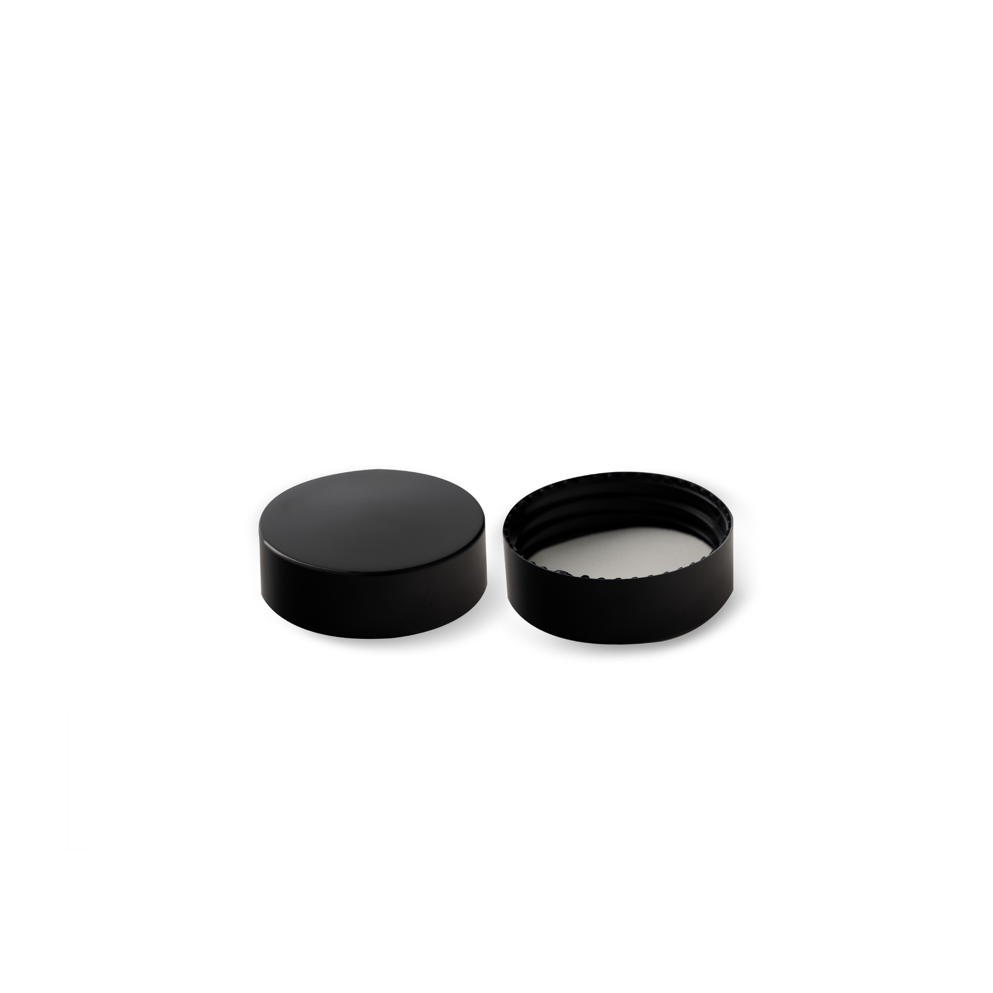 41-400 Black PP Smooth Skirt Lid With PE Liner - 24 Pack