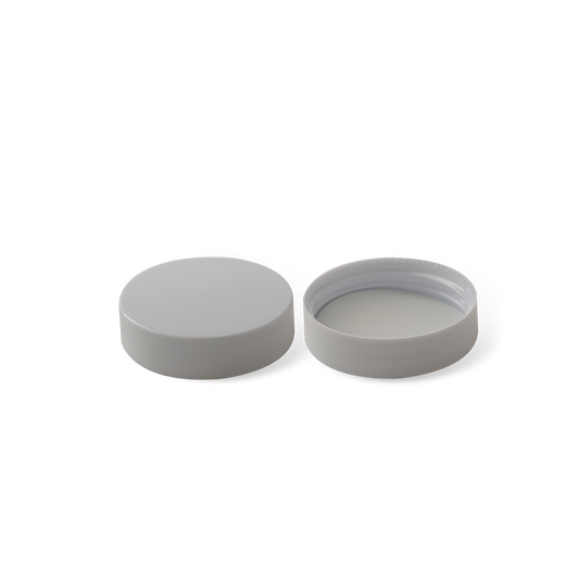 48-400 White PP Smooth Skirt Lid With PE Liner - 24 Pack