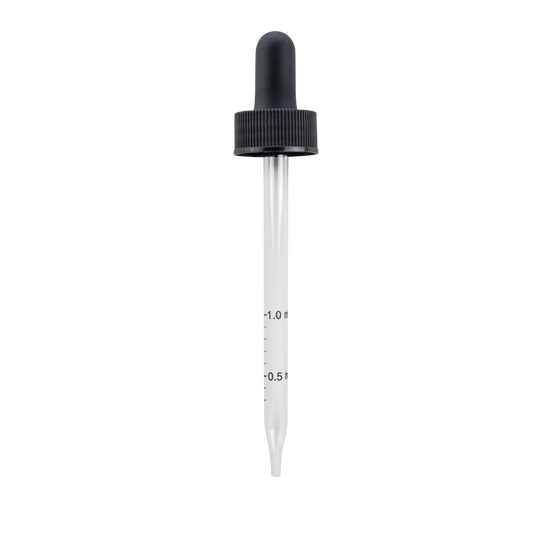 22-400 Black Dropper With Rubber Bulb And Glass Pipette - 12 Pack